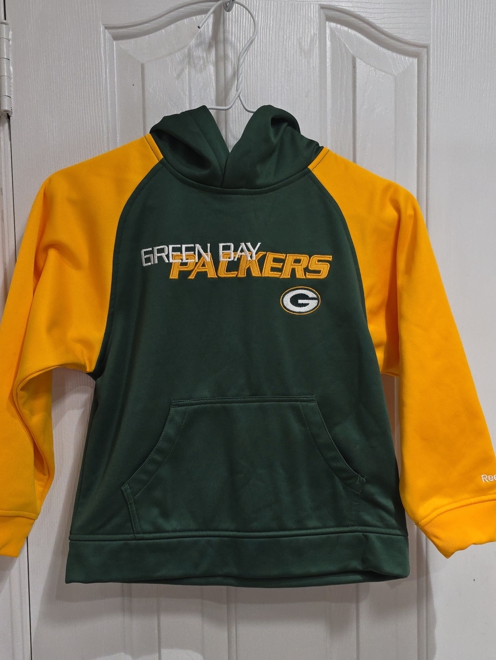 Reebok Green Bay Packers Boys Green & Gold Hooded Pullover Sweatshirt Size 7